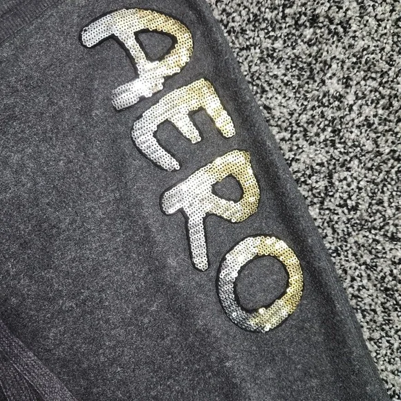 Vtg Y2k Aeropostale Flare Gray Sequin Bling Sweatpants Xl Preppy Chic Mallcore - Picture 6 of 9